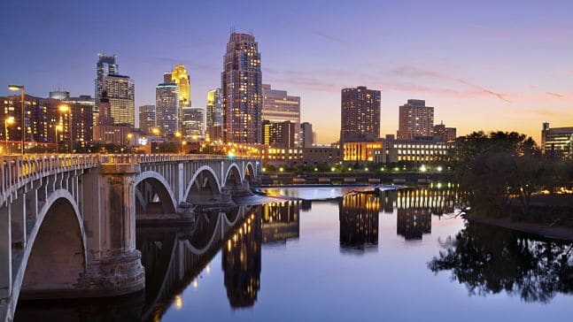 Minneapolis bridge and city skyline, Minneapolis Interpreter Services 