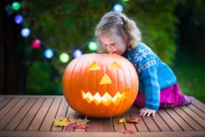 A little girl celebrating Halloween.