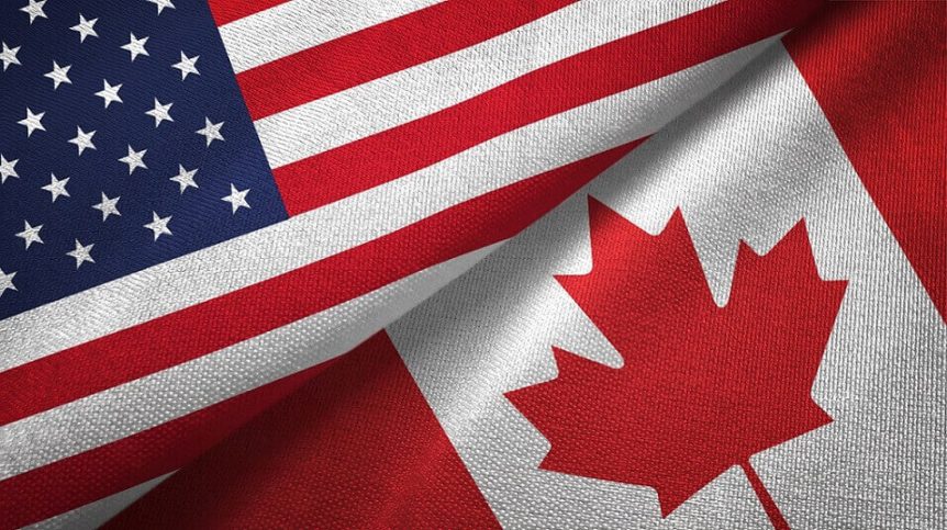 United States and Canada two flags