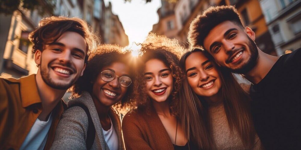 group of friends laughing